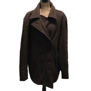 {BTL} Brown Wool Blend Button Front Coat